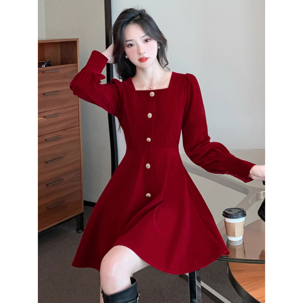 Mini Dress Merah Press Body Wanita Kekinian Casual Dress Pesta Mewah Elegan Natal Terbaru Lebaran 20