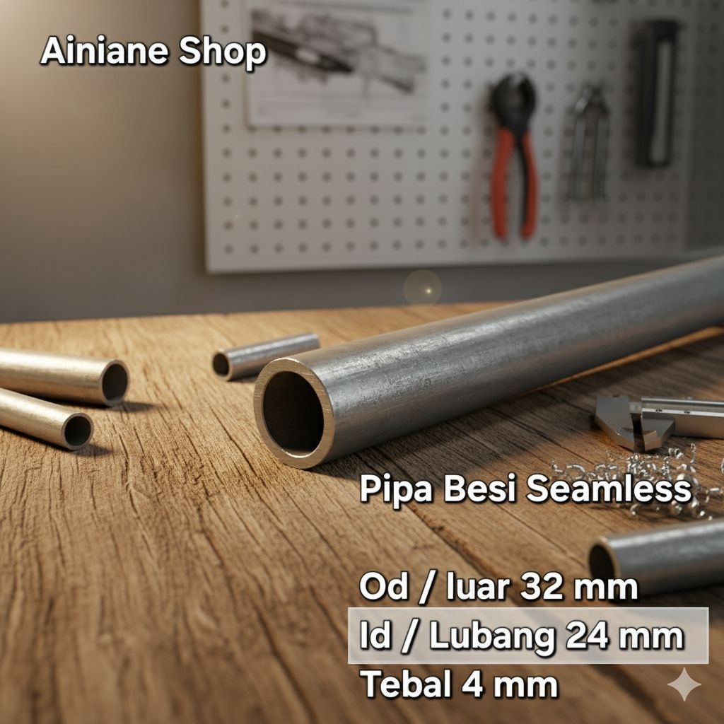 Pipa Besi Seamless Od 32 mm Id 24 mm Tebal 4 mm
