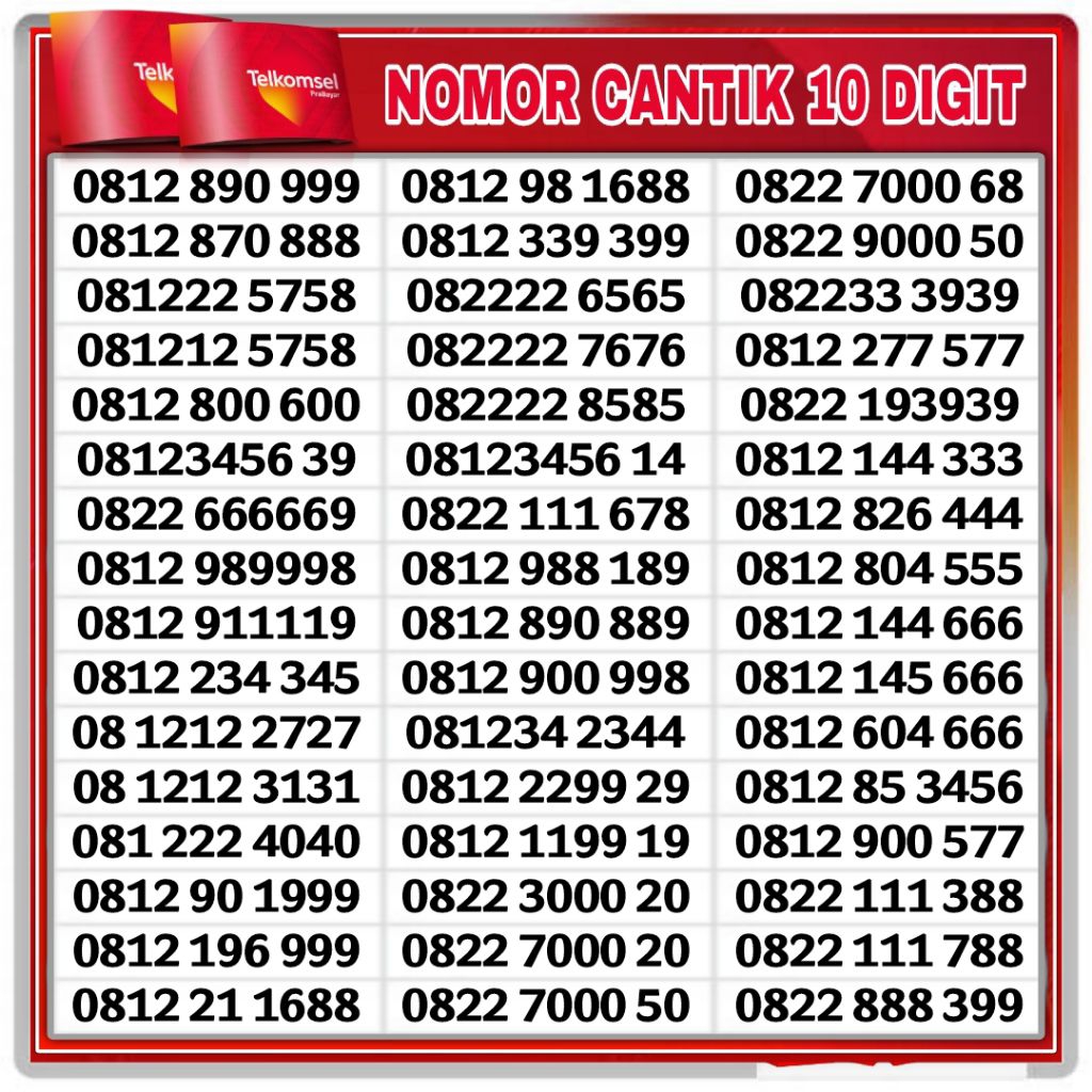 Nomor Cantik Simpati Telkomsel 11 digit