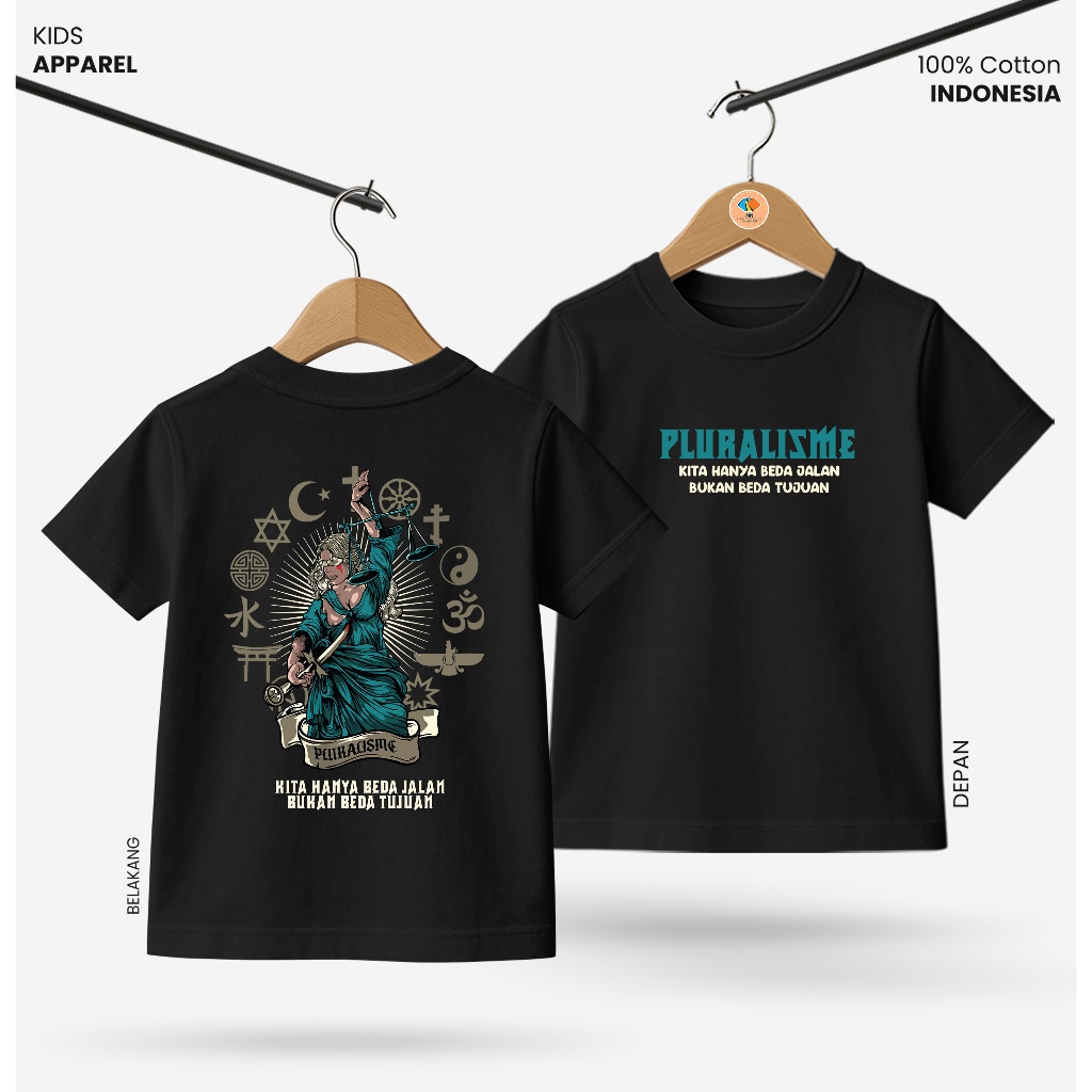 Baju Kaos Distro Anak Laki Laki Depan Belakang Keren Usia 3 - 10 Tahun - Kidswear Motif Pluralisme H