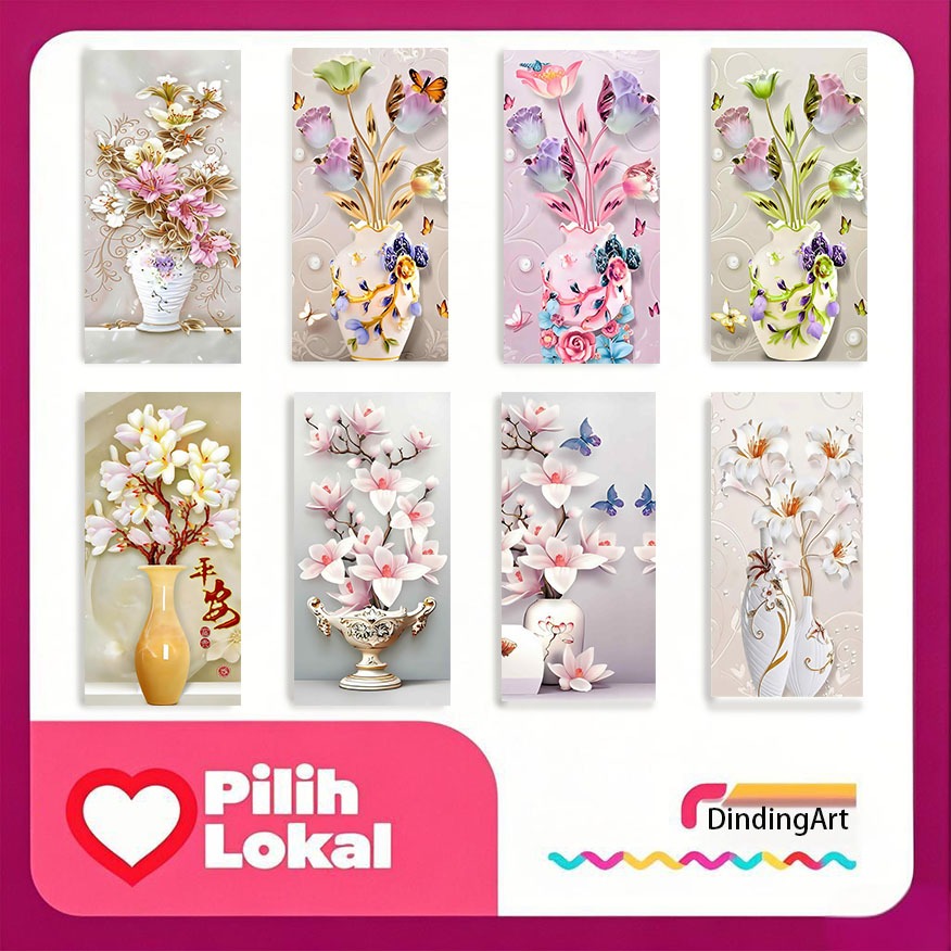 Lukisan Dinding Estetik Bunga Vas Dekorasi Elegan Ruang Tamu  Kamar Tidur