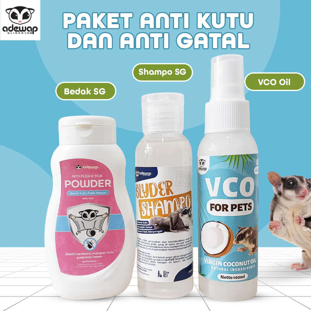 ADEWAP GLIDER Paket Anti Kutu Dan Gatal Sugar Glider Perawatan Bulu Lebih Harum Dan Sehat