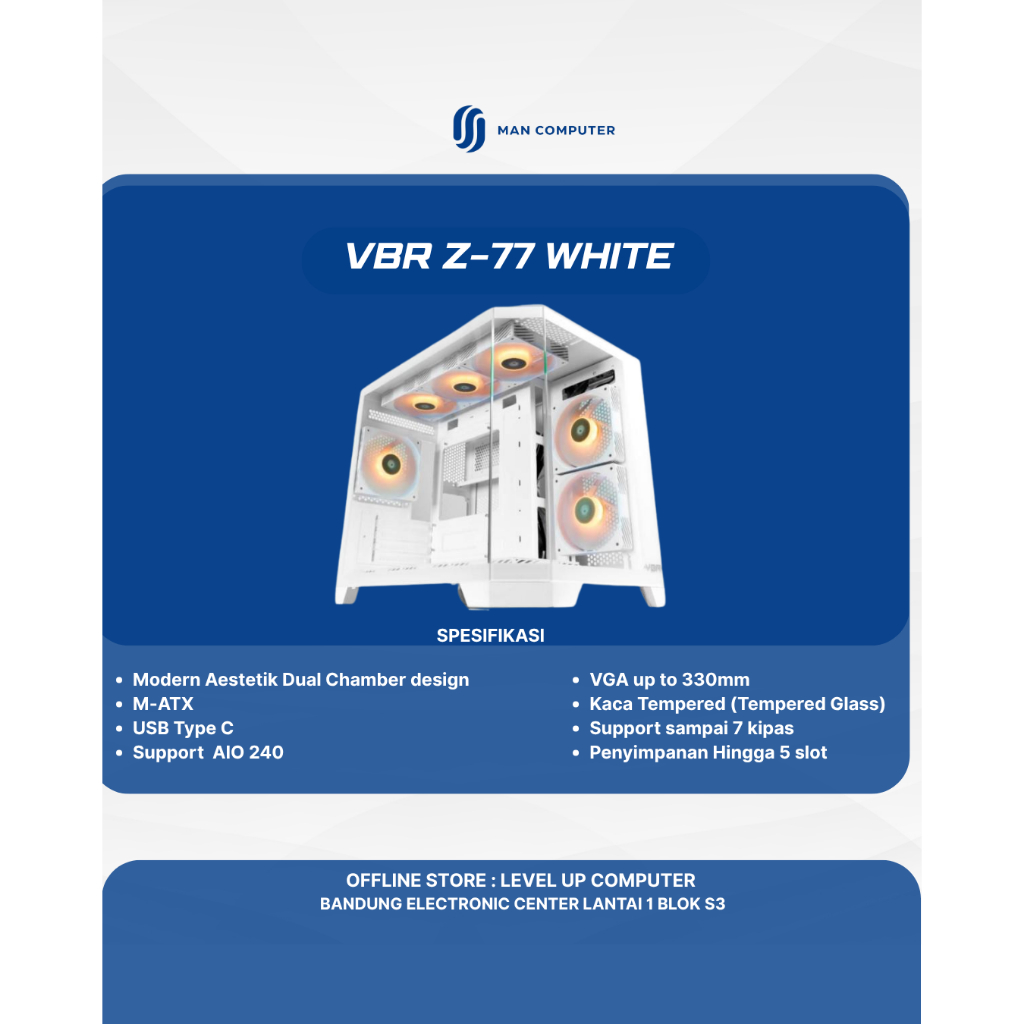 VBR Z-77 Z77 White & Black PC Case M-ATX | Hitam & Putih
