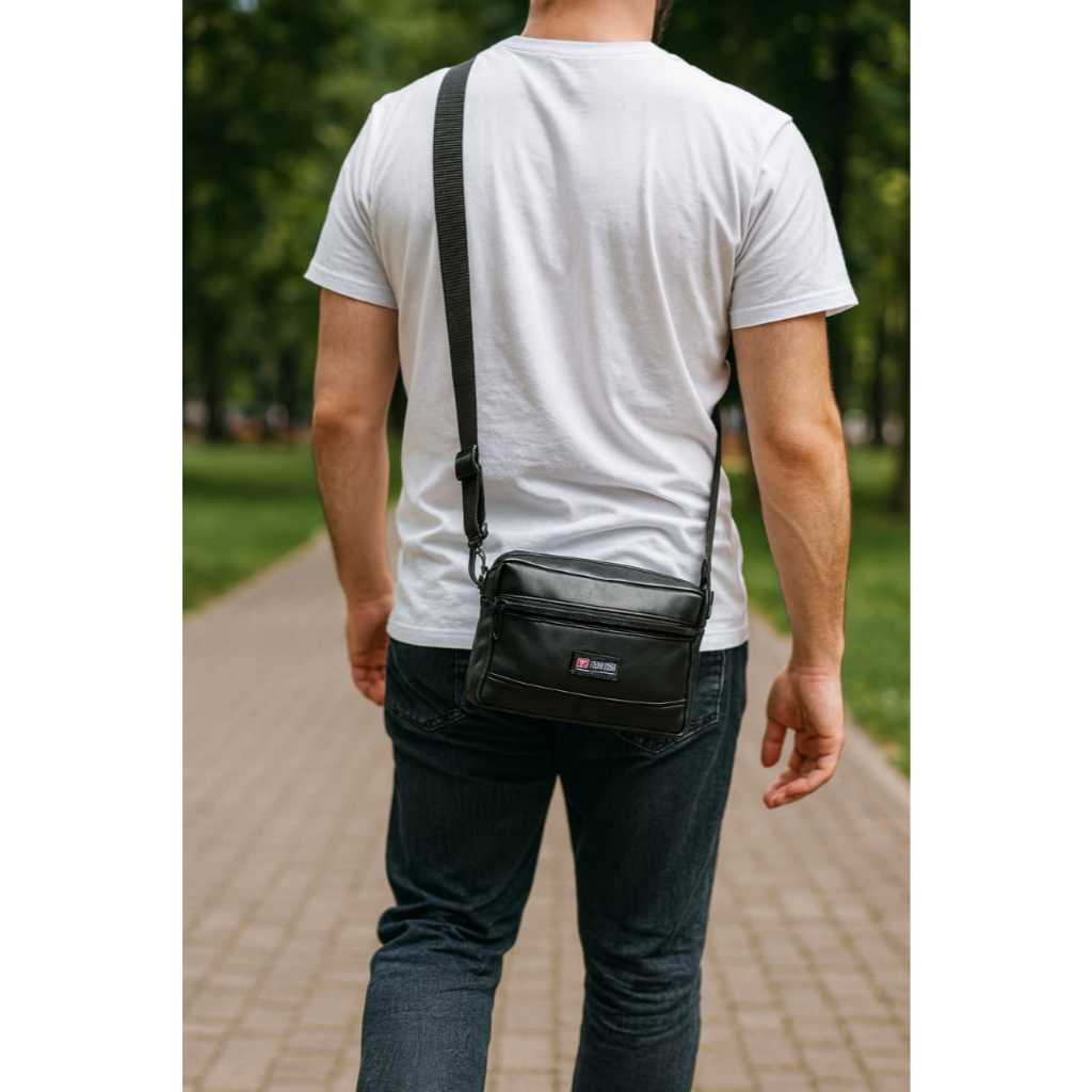 Racertees Tas Slingbag "Happy Bag" Warna Hitam - Tas Selempang Pria