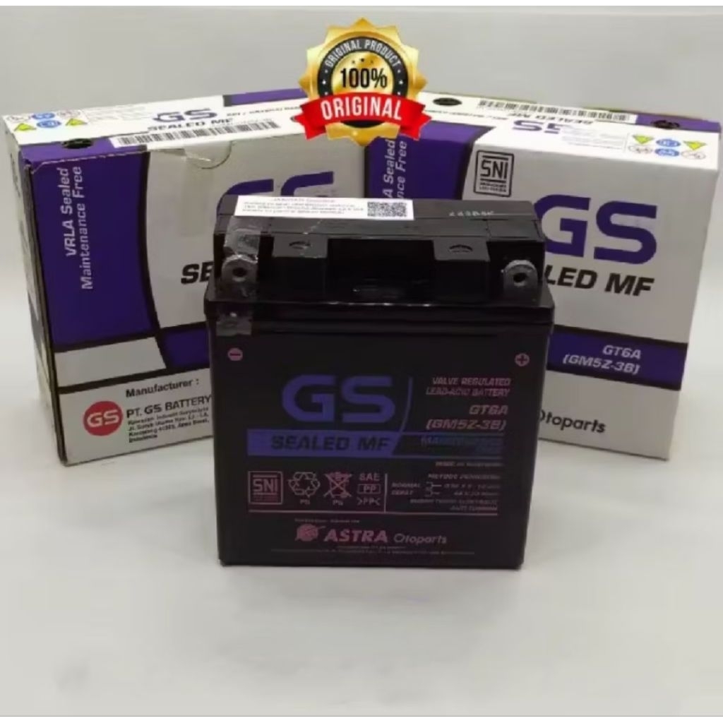 AKI / Baterai Kering Astra GM5Z-3B Merk GS ASTRA. Supra X / Smash / Mio Sporty / Mio Smile / Grand /