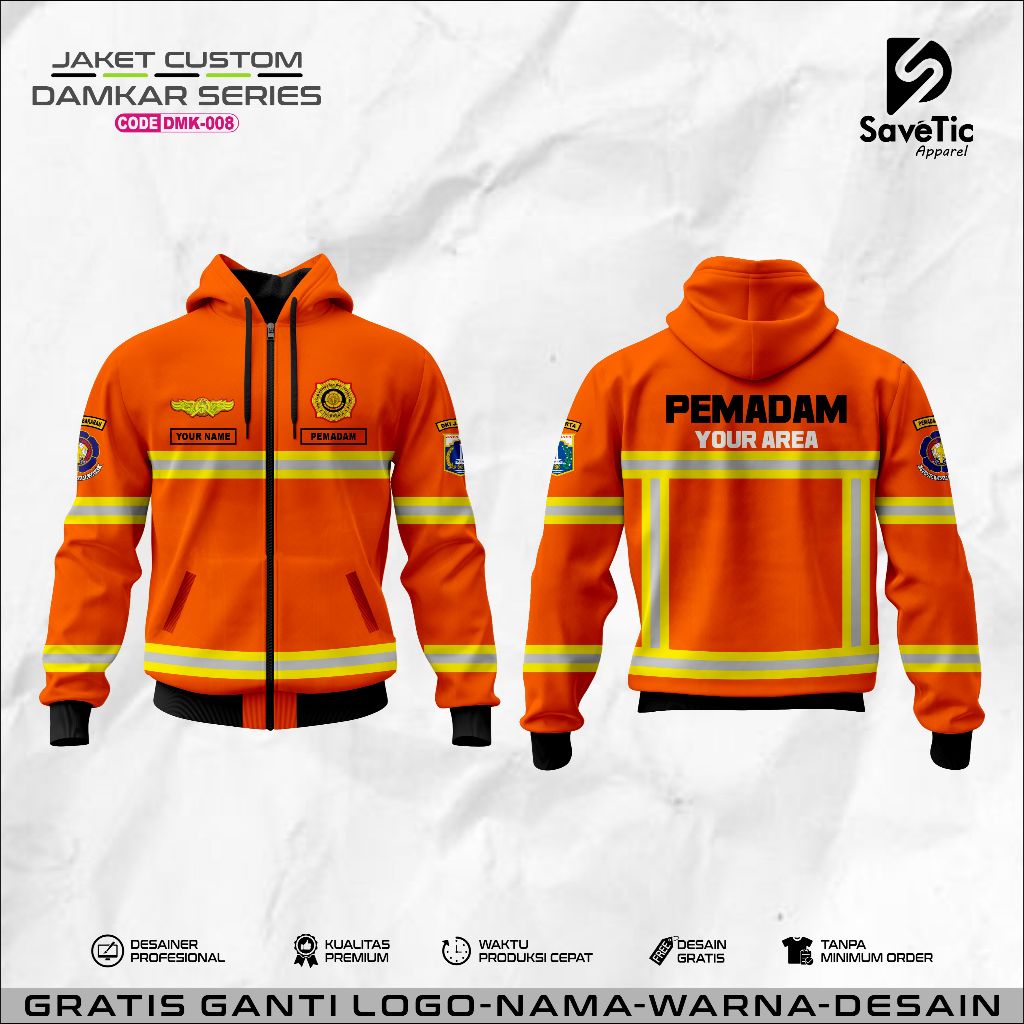 Jaket Damkar Full Printing Sublim/Jaket Custom Damkar/Hoodie/Bomber/Tracktop/Jaket Custom Pemadam Ke