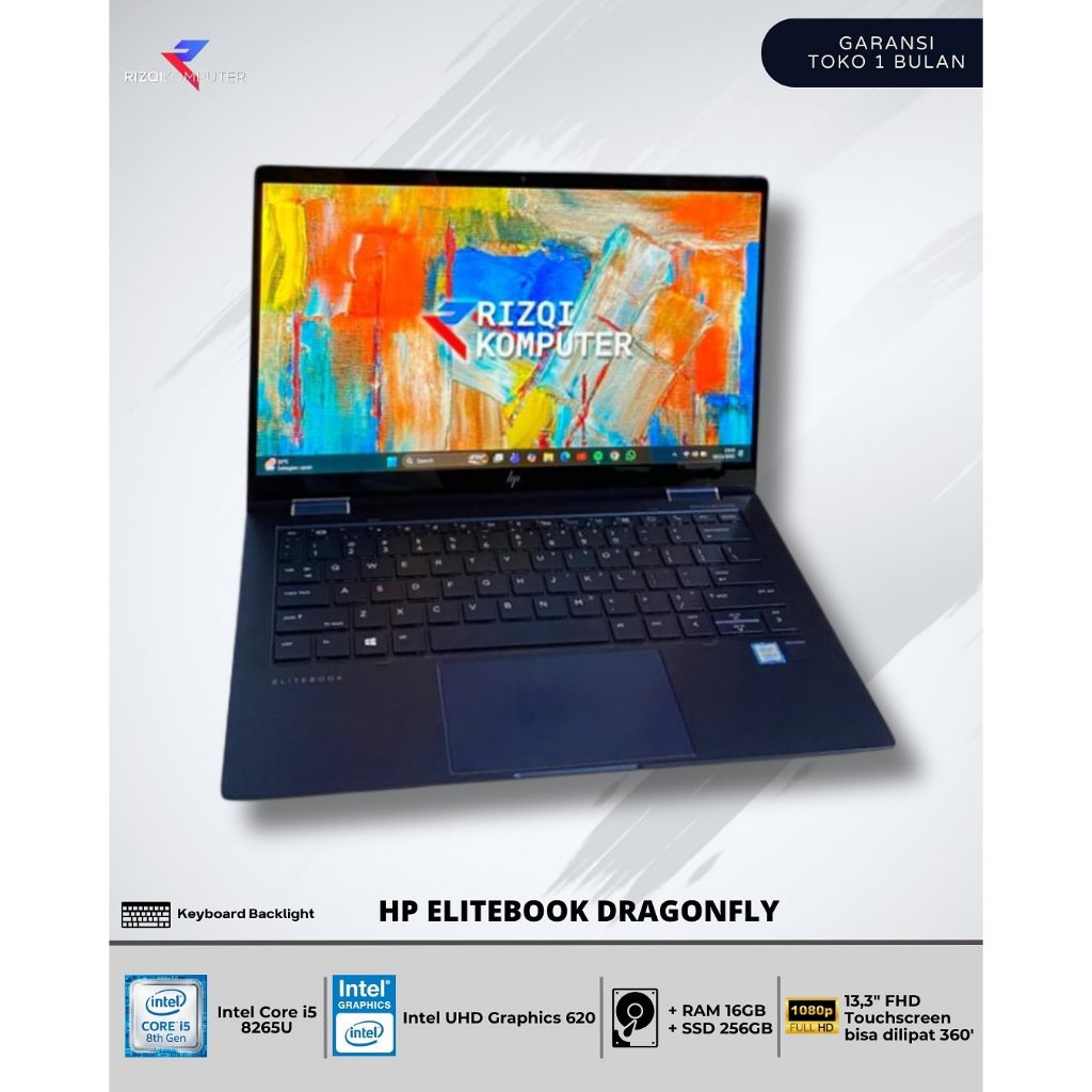 HP ELITEBOOK DRAGONFLY Intel Core i5 -8265U Ram 16GB SSD 256GB sbaya