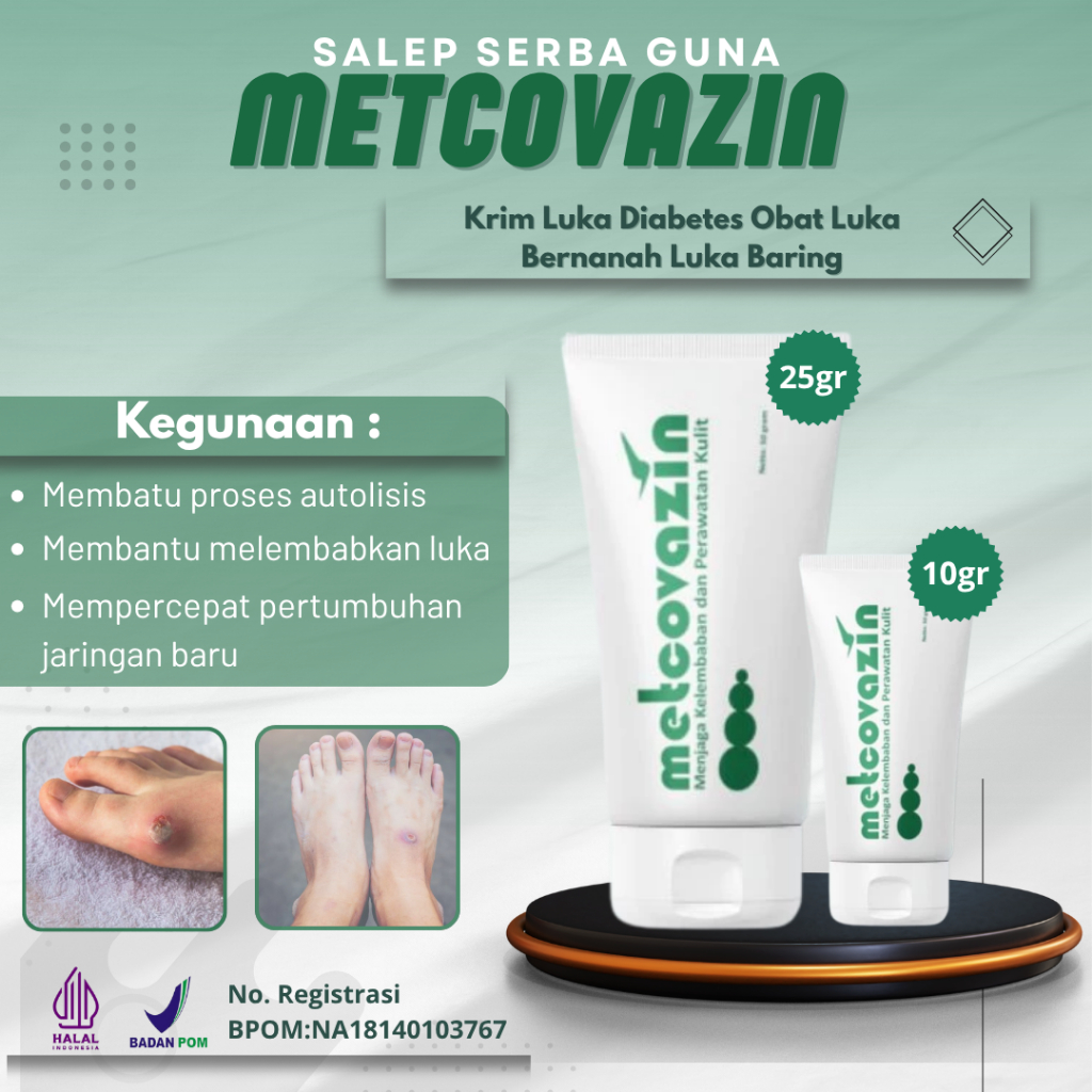 Krim Luka Diabetes Metcovazin Reguler 10gr Obat Luka Bernanah Luka Baring