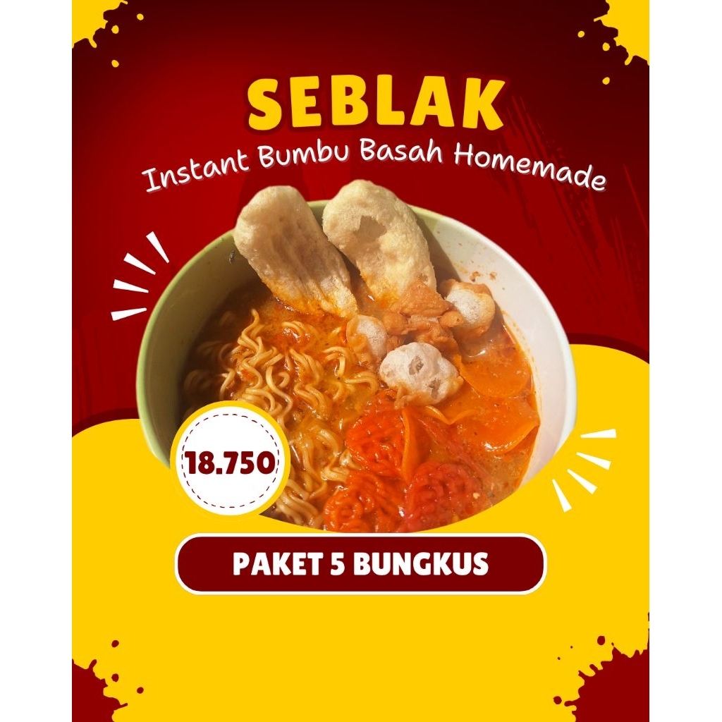 Paket Bundling 5 Bungkus Seblak Instant Bumbu Basah Homemade - Seblak Instant Murah - Seblak Bumbu B