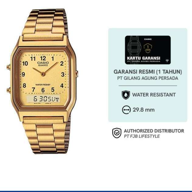 CASIO AQ-230GA-9BMQ Jam Tangan Unisex Pria Wanita AQ230GA Gold AQ-230GA-9B AQ 230GA 9BMQ