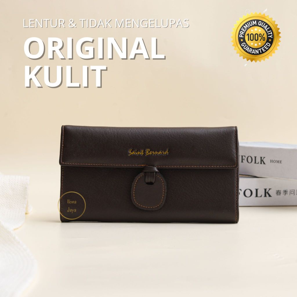 Dompet Panjang Kulit  Sapi Asli Original Ori Branded Awet Wanita Cewek Murah