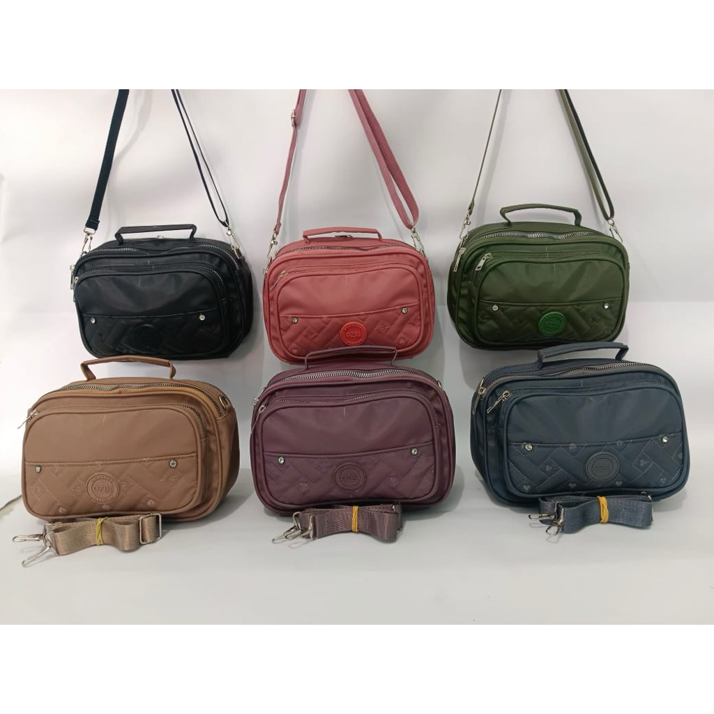 OZBI11|20|Tas Selempang Bahu Wanita Bordir 4 Ruang|Tas viral|Tas Kekinian