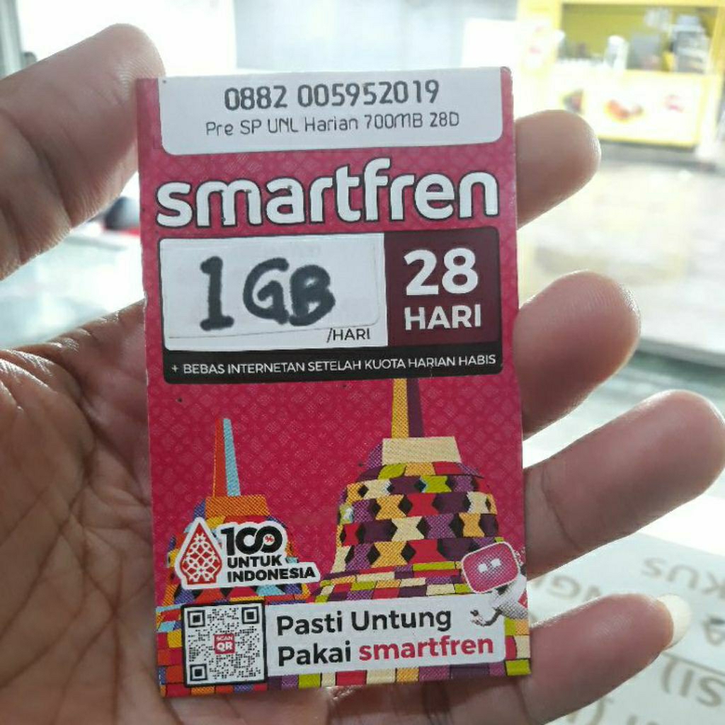 KARTU PERDANA KUOTA SMARTFREN UNLIMITED MAXI 28 Hari  (FUP 1gb)