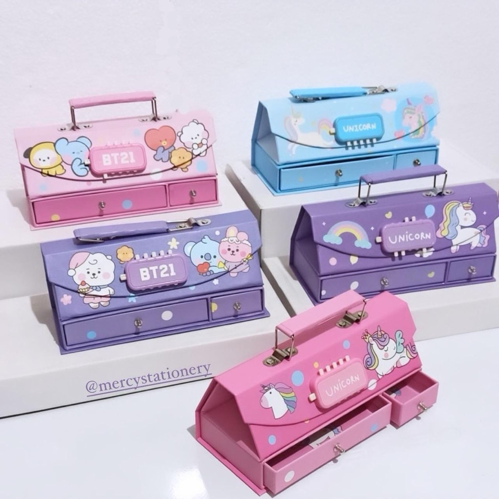 Kotak Pensil +Laci +Kode Box Pen Carton Pencil Case BT21