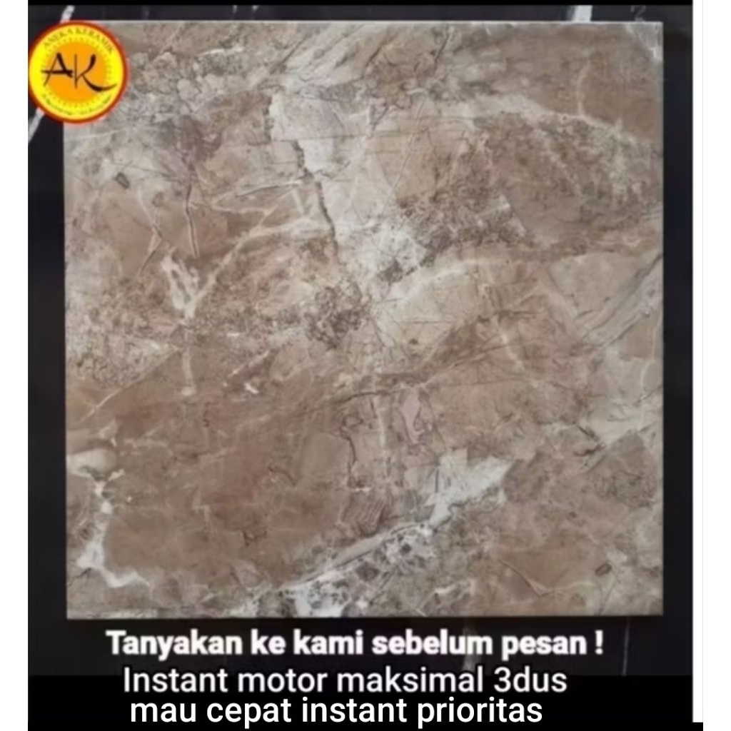 Francisco Brown Keramik Meja Dapur Lantai Ruangan Motif Marmer Glossy Kilap 50x50