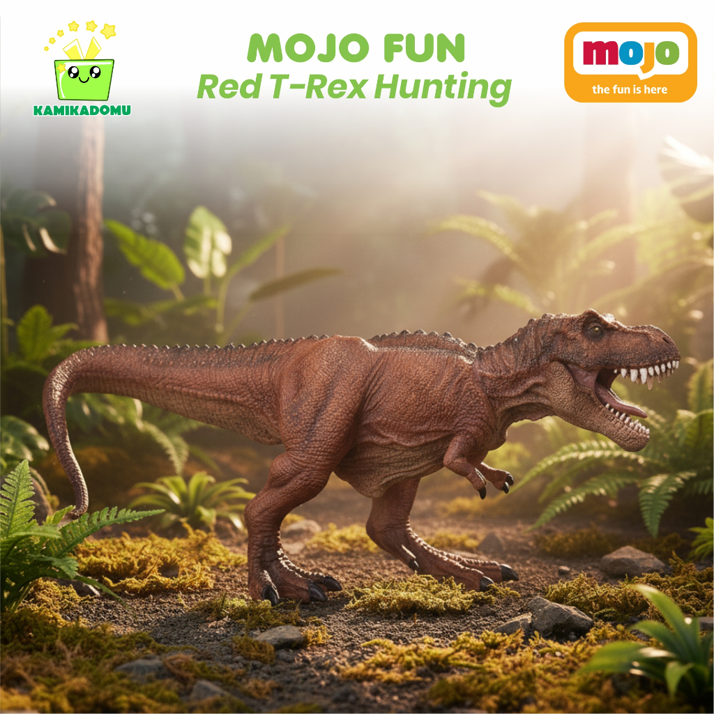 KAMIKADOMU - Mojo Fun Red T-Rex Hunting Miniatur Hewan Action Figure Tyrannosaurus Rex Merah