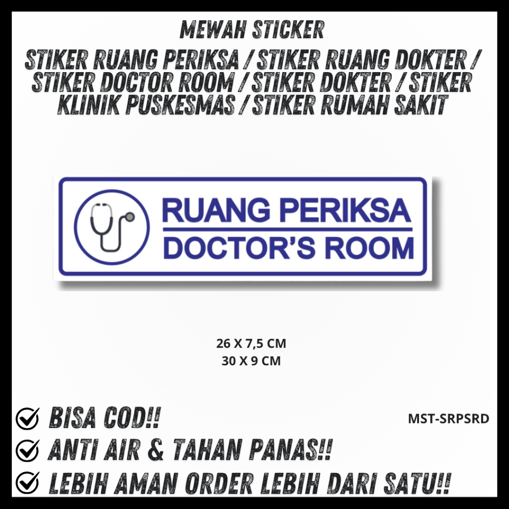 Stiker Ruang Periksa / Stiker ruang dokter / stiker doctor room / stiker dokter / stiker klinik pusk