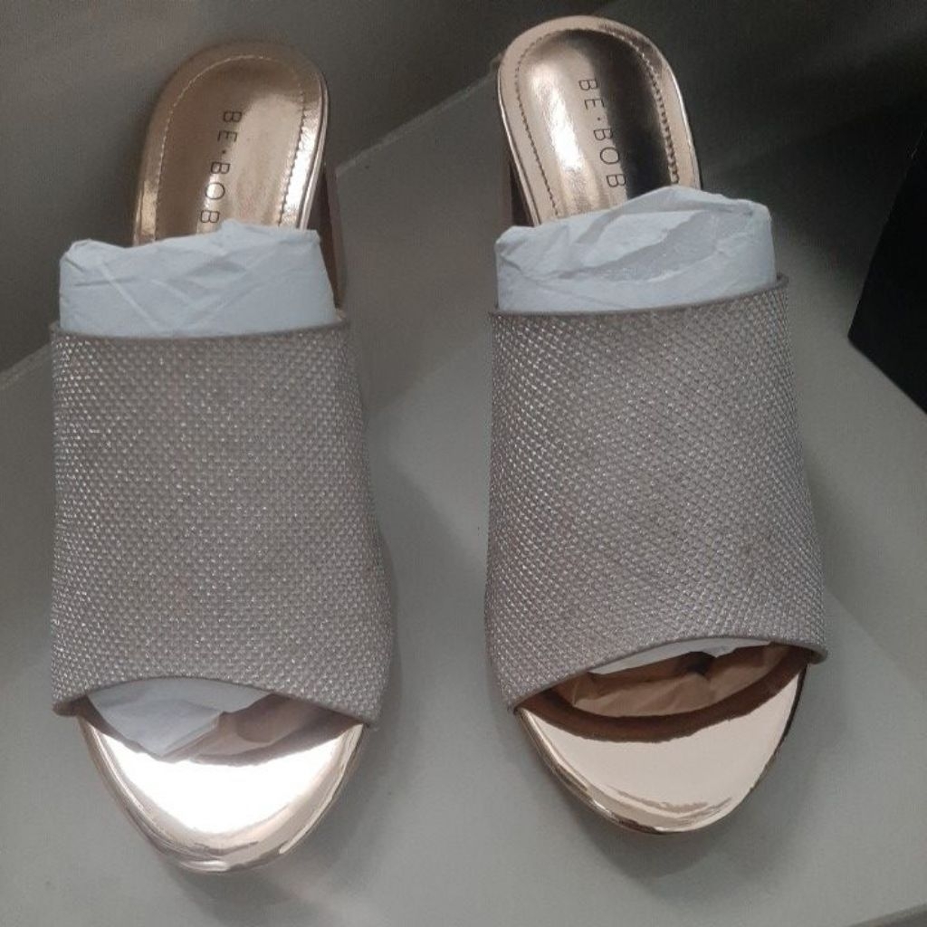 Be Bob Elvira Champagne Preloved, Sandal Wedges Heels Kondangan Rose Gold