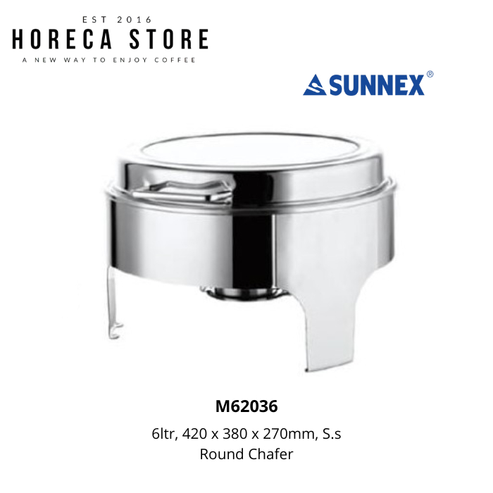 SUNNEX Original Chafing Dish model Full kaca M62 Round Chafer Chafing Dish 6 liter