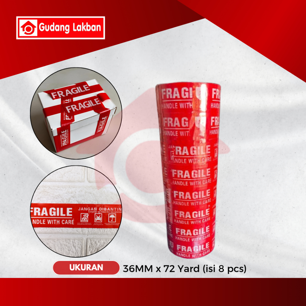 FRAGILE MATIC MERAH 36MM X 72YARD (ISI 8pcs) 48micron