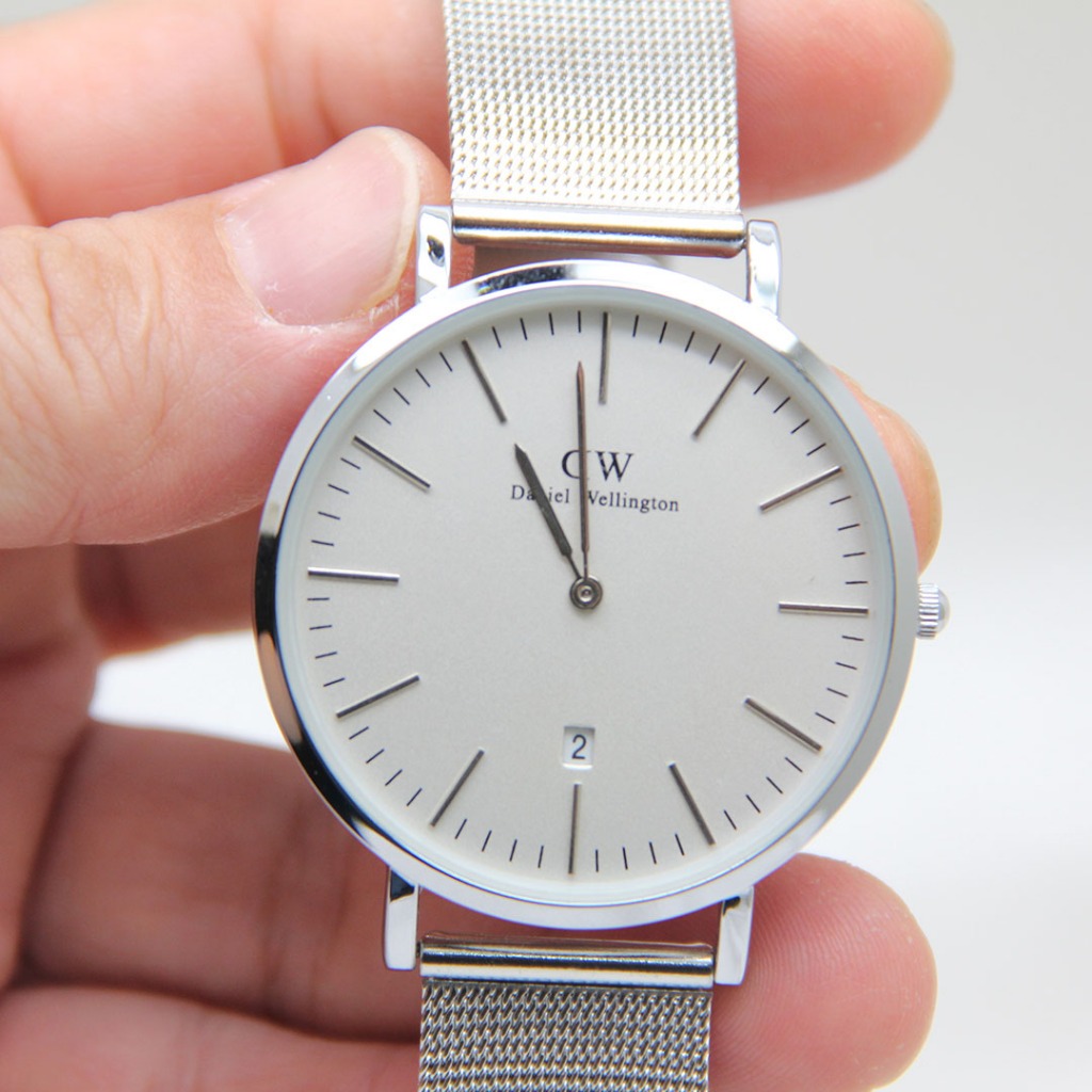 Jam Tangan Pria Tipis W D Tanggal Rantai Mesh Band Pasir