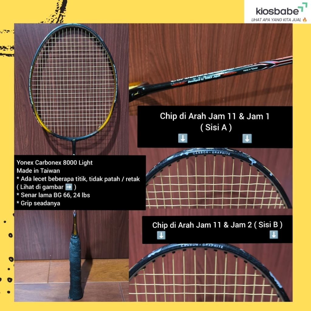 BEKAS - Yonex Carbonex 8000 LIGHT Raket Bulutangkis Badminton Racket Original Preloved