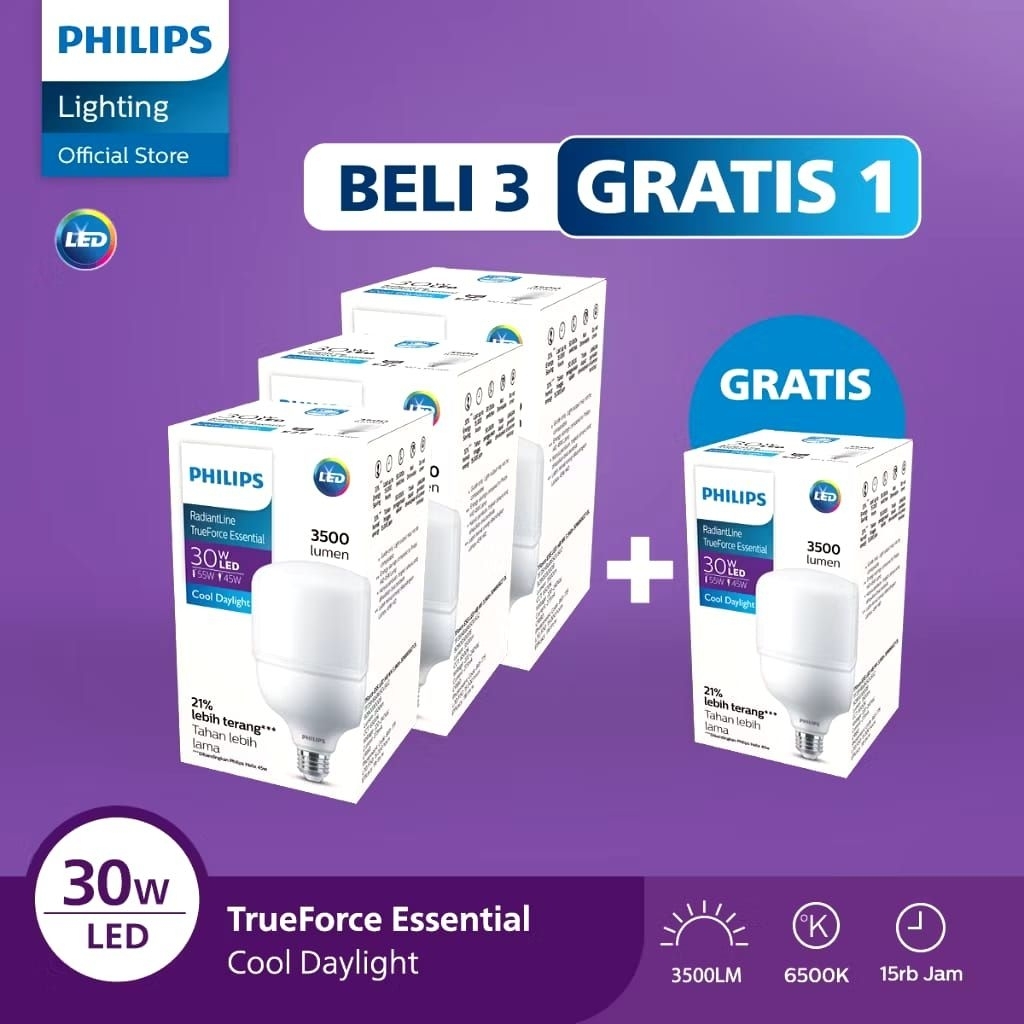 ori lampu Philips 18 Watt LED beli 3 gratis 1