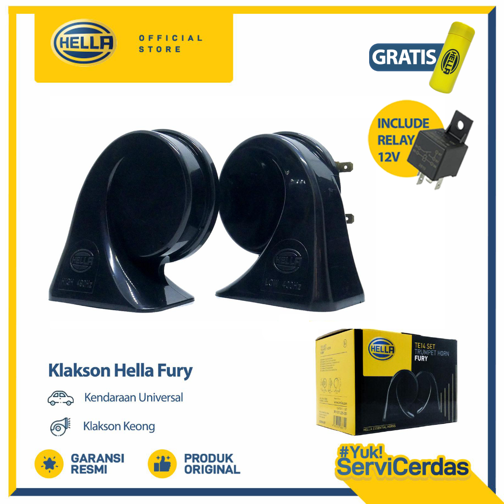 Klakson Mobil Keong Hella Fury 12V Include Relay - Klakson Motor