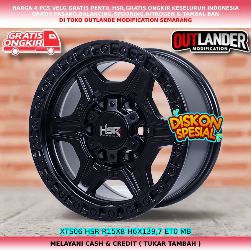 Velg semi offroad untuk mobil Dmax| Panther| Terrano| Blazer dll velg hsr xts06 R15