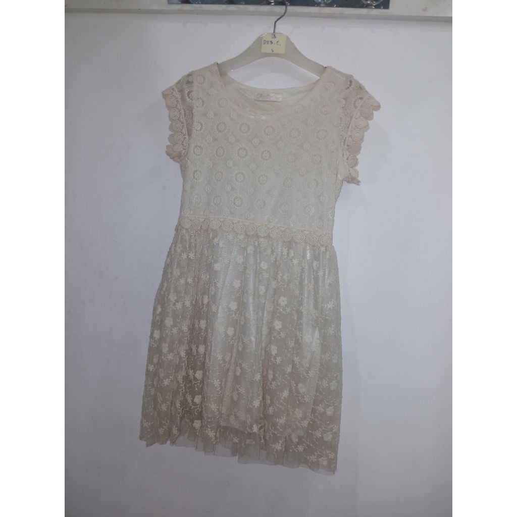 Dress (113) Cream S Brokat