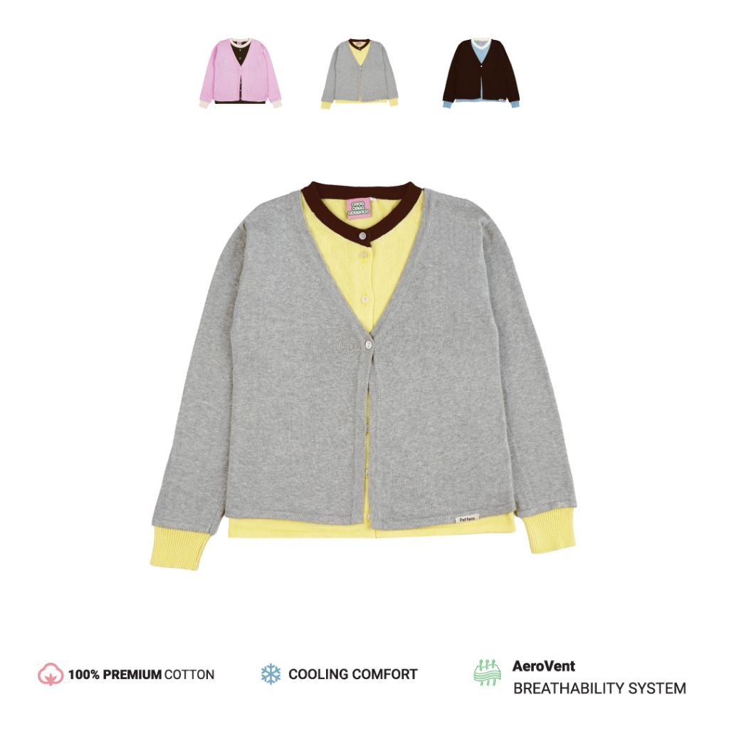 Pattero - Cardigan Layer Wanita & Pria Lumen Layered Cardigan - Lemon Tart