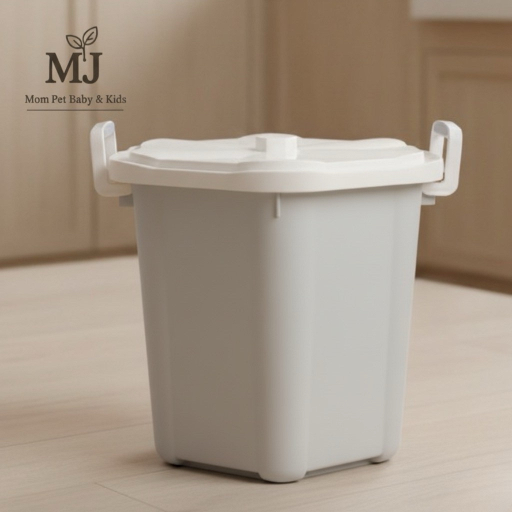 Ember Kamar Mandi 37L Warna Abu Putih Estetik | Ember Plastik Tahan Lama dengan Desain Minimalis dan