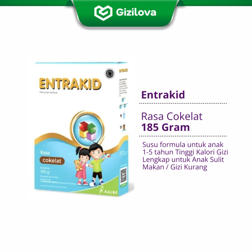 GiziLova | Kalbe Entrakid 185 g Nutrisi / Susu Anak 1-5 Tahun Tinggi Kalori Sulit Makan/ Gizi Kurang