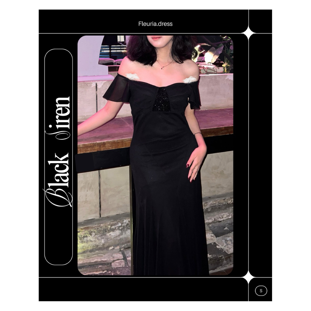 Rental dress hitam elegan | sewa dress pesta