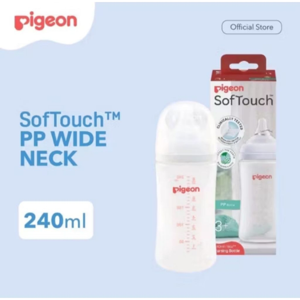 Pigeon SoftTouch PP Bottle wide neck 3+ 240ml ~ White