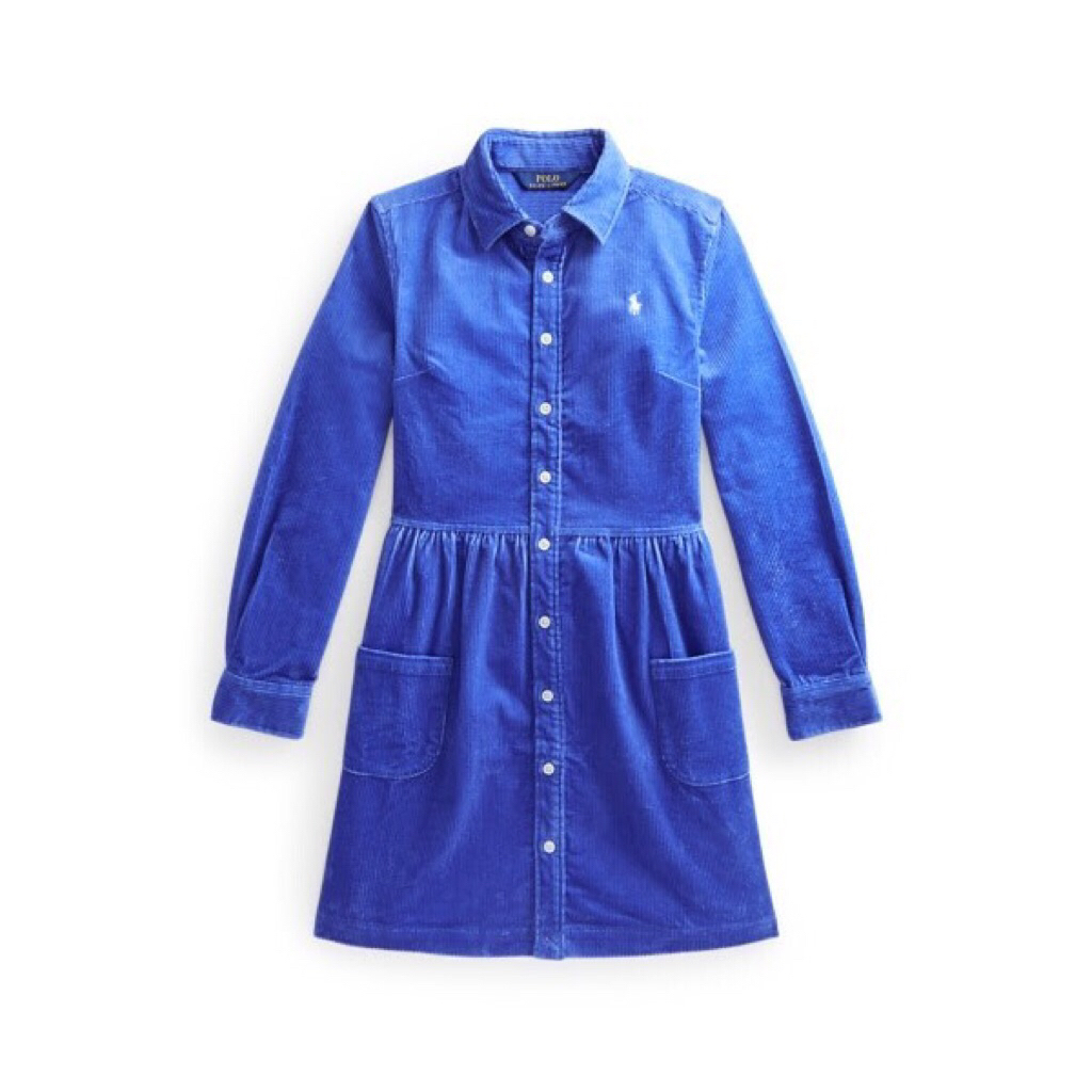 ralph lauren girls blue corduroy stretch shirt dress