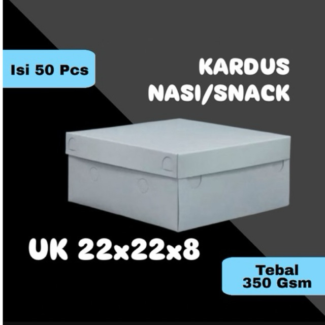 DUS NASI/DUS KUE PUTIH POLOS UK 22x22x8 || KARDUS NASI KOTAK TEBAL ||