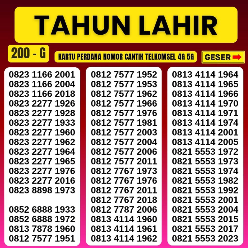 NOMOR CANTIK SIMPATI 4G 5G TELKOMSEL NOCAN SIMPATI NOMER SIMPATI CANTIK KARTU PERDANA SIMPATI TRIPLE