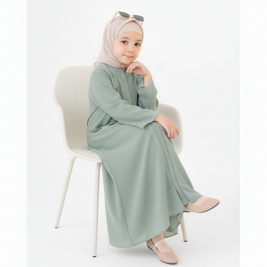 GAMIS PUTIH MANASIK HAJI COUPLE IBU & ANAK/BAHAN CRINKLE MIX SWAROSKY/BAJU GAMIS PEREMPUAN
