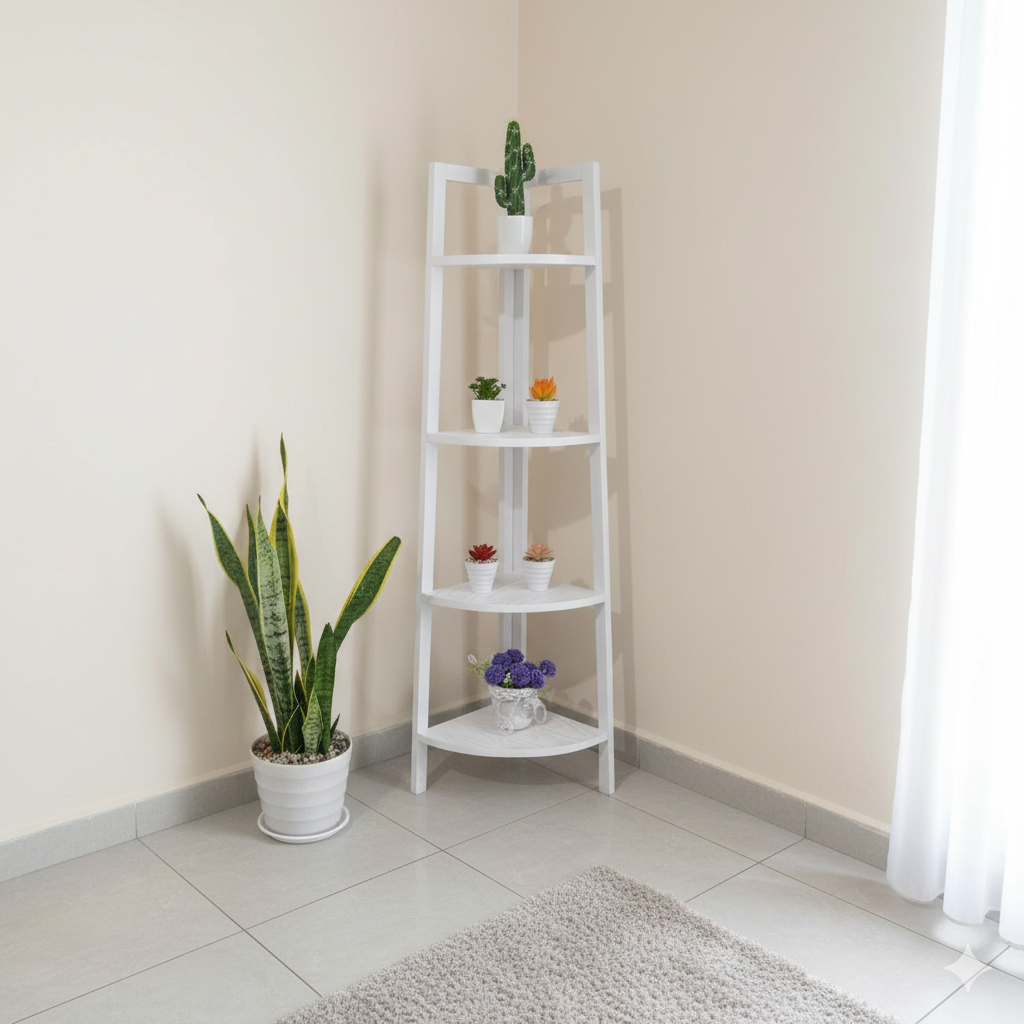 Rak bunga sudut 4 susun  rak bunga minimalis  bahan kayu jati