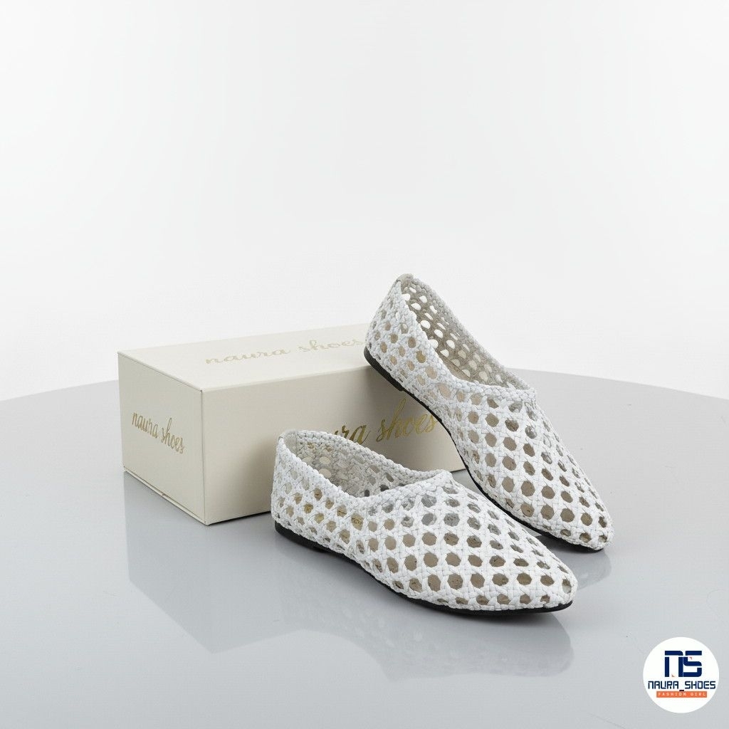 NAURA SHOES Sandal Dan Sepatu Wanita Dewasa KALEA T82 Flatshoes Anyaman Kepang Rajut Jaring Kekinian