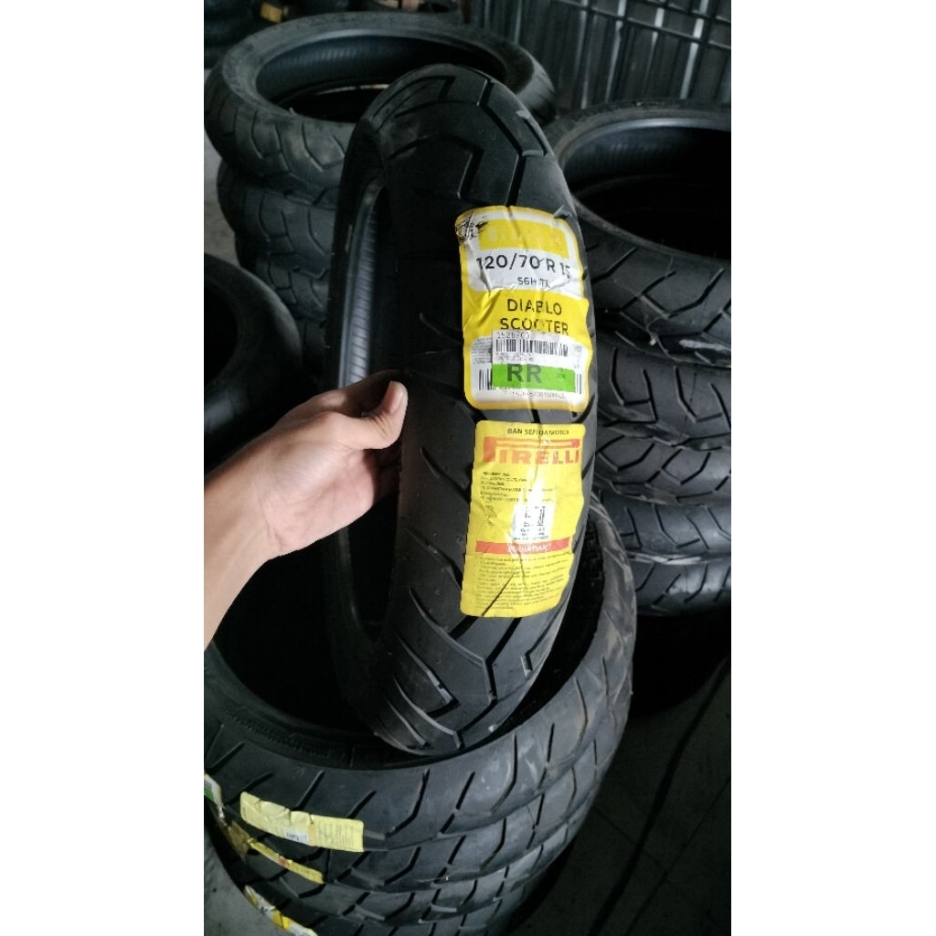 Ban Luar Pirelli 120/70-15 Tubeless Diablo Scooter Original baru stok lama Karet aman tidak ada caca