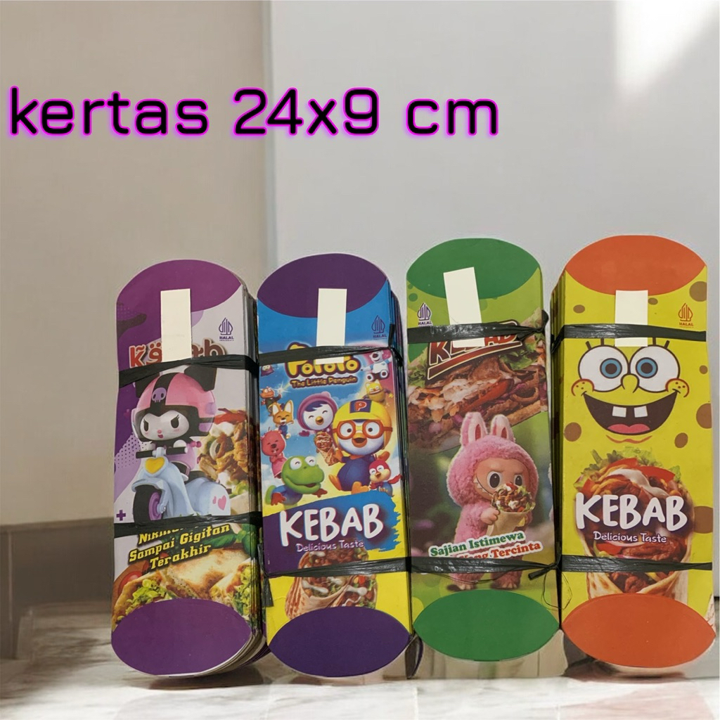 100 pcs kertas kebab murah|kertas kemasan bungkus kebab tarikan|bungkus kebab kekinian|bungkus kebab