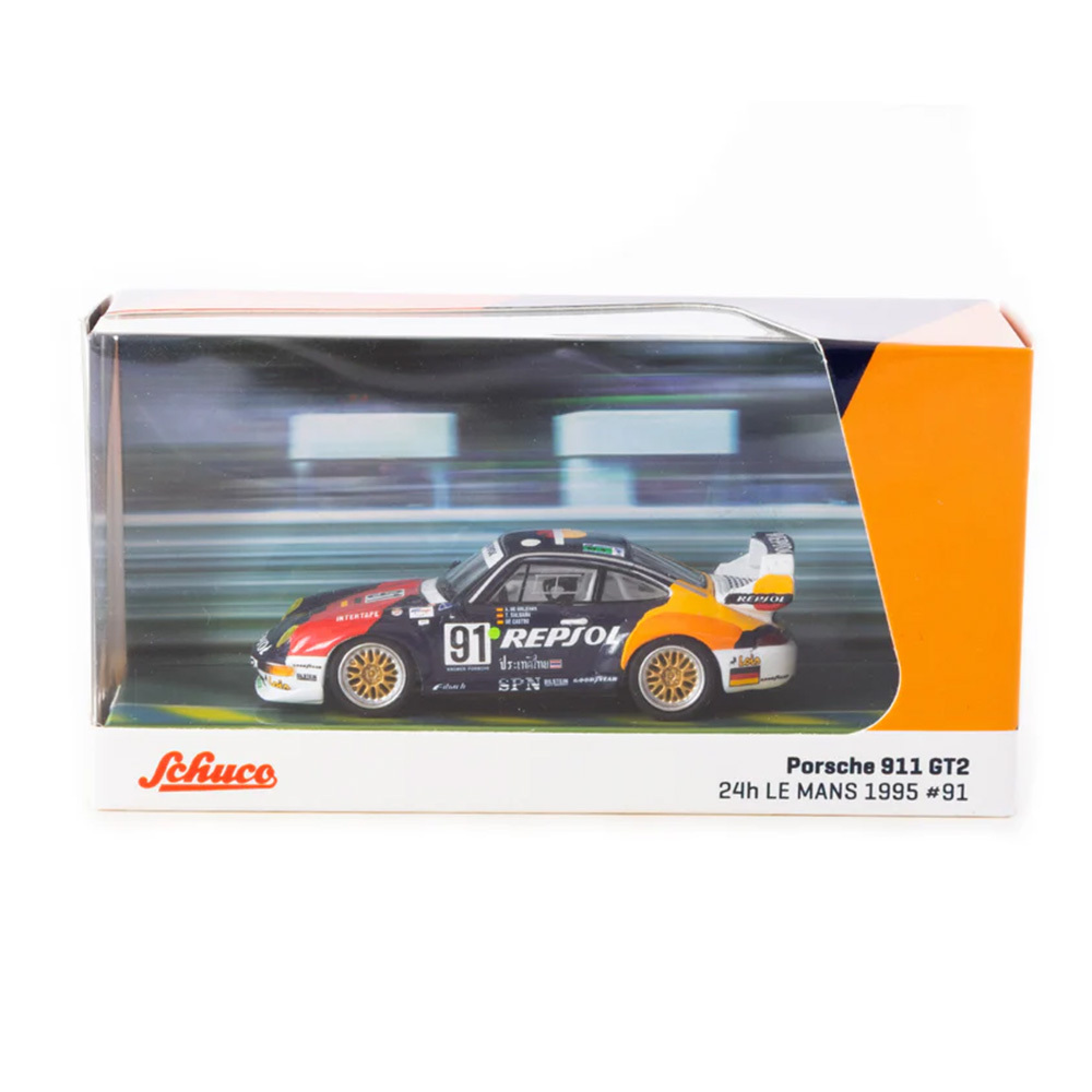 TARMAC WORKS x SCHUCO PORSCHE 911 GT2 24H LE MANS 1995 #91 REPSOL