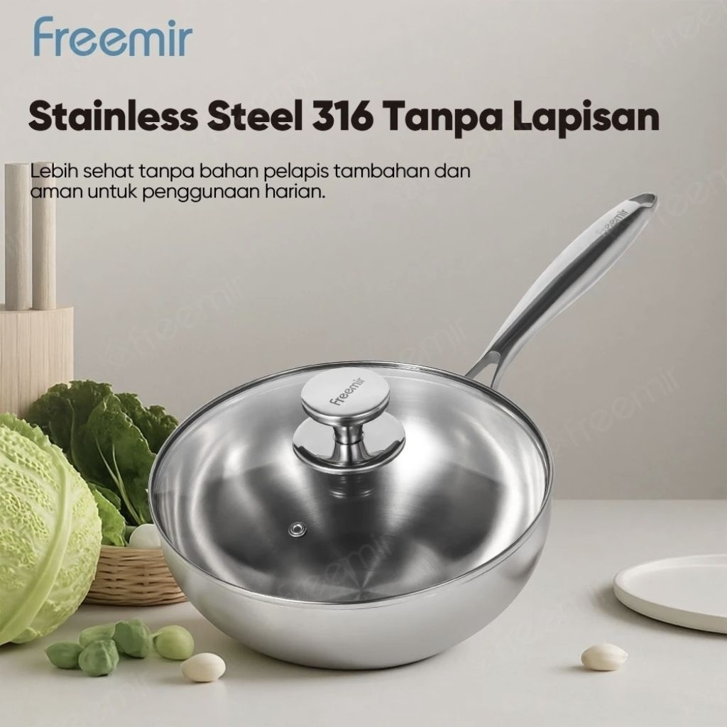 Freemir Panci Stainless Steel 316 Wok Pan