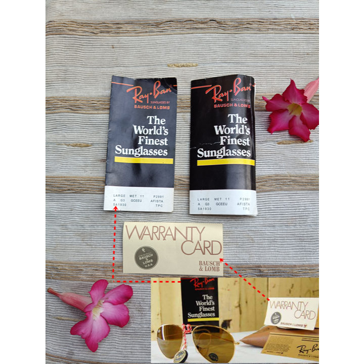 Brosur dan Warranty Card Rayban B&L U.S.A. Original
