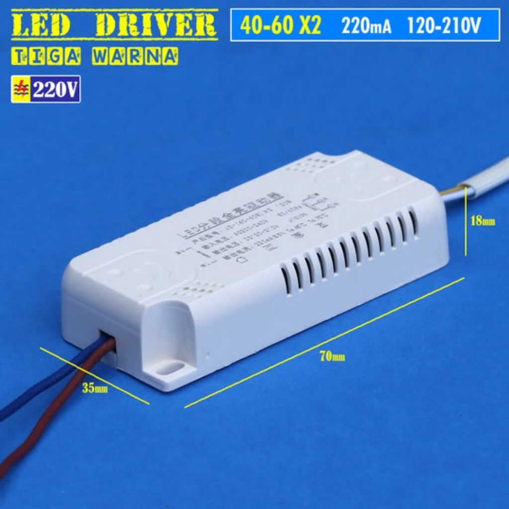 Yuyustore59 Driver Led 3 Warna 40-60 220Ma Driver Lampu Hias Gantung Tempel Plafon Led Dua Tiga
