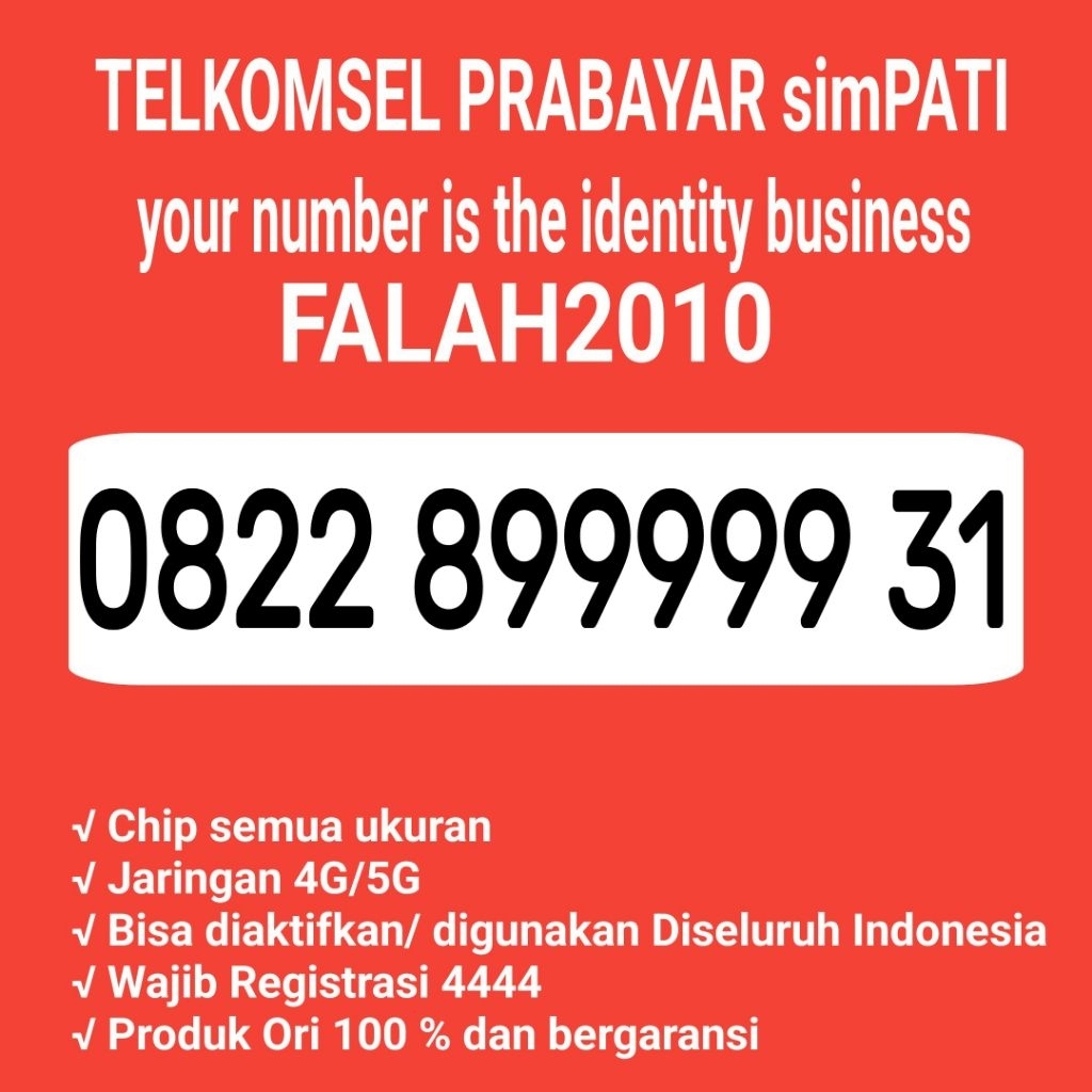 NOMOR CANTIK TELKOMSEL SIMPATI PANCA 99999 KARTU PERDANA NOMOR CANTIK PANCA 99999 MURAH