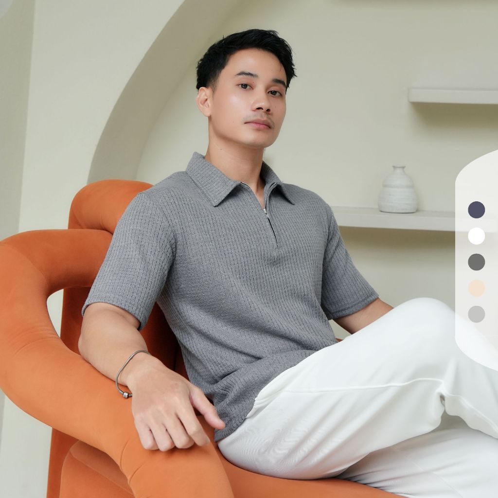 Cupachino - Half Zip Polo Shirt | Polo Shirt Pria Kerah Half Zip