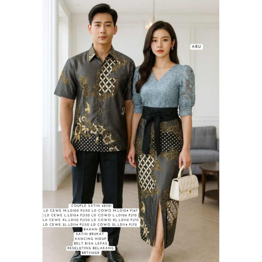 couple satin brukat / Hem batik pria / kemeja batik